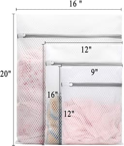 Verpakking van 3 extra sterke honingraatwaszakken voor delicate stoffen, 1 grote van 40 x 50 cm, 1 middelgrote van 30 x 40 cm, 1 kleine van 23 x 30 cm (honingraat) — thumbnail 2