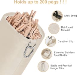 Grote Pennenbak met Lanyard en Karabijnhaak - Beige — thumbnail 3