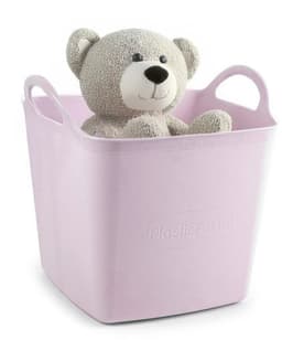 Plasticforte kunststof Kuip / emmer / wasmand - flexibel - oudroze - 27 liter - vierkant - met hengsels - 36 x 34 x 37 cm — thumbnail 1