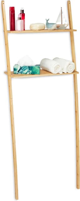 Wasmachine kast bamboe 2 etages ombouwkast badkamer HBD - 175 x 66 x 30 cm - natuurlijke ombouwmeubel Wasmachine rek — thumbnail 1