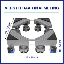 LUXEVI Wasmachine Verhoger met Wielen - Verstelbaar - 300 kg - Ook voor Droger & Koelkast - Zilver 4poten 4 wielen — thumbnail 2