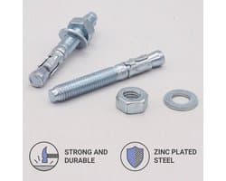 Verzinkte Wigankers M10 x 80 mm - Geschikt voor Metsel- en Betonwerk (25 stuks)