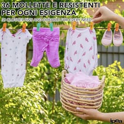 Kleurige Wasknijpers met Mand – 36 Stuks - Superlicht met Haken voor Kleding en Wasgoed — thumbnail 5