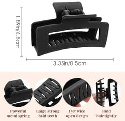 Vierkante Haar Klemmen voor Dikker en Dunner Haar - 2 Stuks - 8.5 cm - Matte Grip — thumbnail 5