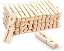 50 Stuks Houten Wasknijpers 7,5 cm met Roestbestendige Spiraal - Natuurlijke Clips voor Wasgoed en Knutselen