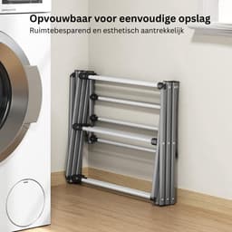 Thuys – Droogmolen met Voet voor Camping & Thuis - Wasrek Staand - Droogrek Inklapbaar - Wit met Grijs — thumbnail 2