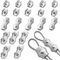 Allecta - Set van 20 Kabelklemmen voor Staal 3 mm - Roestvrij Staal Kabelklemmen voor Waslijn en Luifel - Draadkabelklemmen. — thumbnail 1