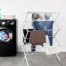 Intirilife Droogrek opvouwbar in wit - robuust, ruimtebesparend droogrek van metaal - duurzaam staand droogrek met 6 niveaus en 11 stangen - opvouwbare wastoren droogmolen — thumbnail 3
