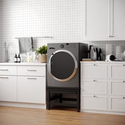 Wasophoogte® Wasmachine verhoger met uittrekbaar plateau - Wasmachine opbouwmeubel - Wasmachine sokkel - 42cm hoog - Zwart - Universeel - 65*60,5 (LxB) - Inclusief wandbeugels — thumbnail 3