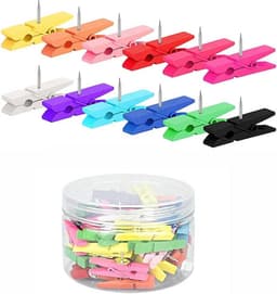 50x Gekleurde Houten Waskaartenprikkers voor Prikborden en Foto's — thumbnail 1