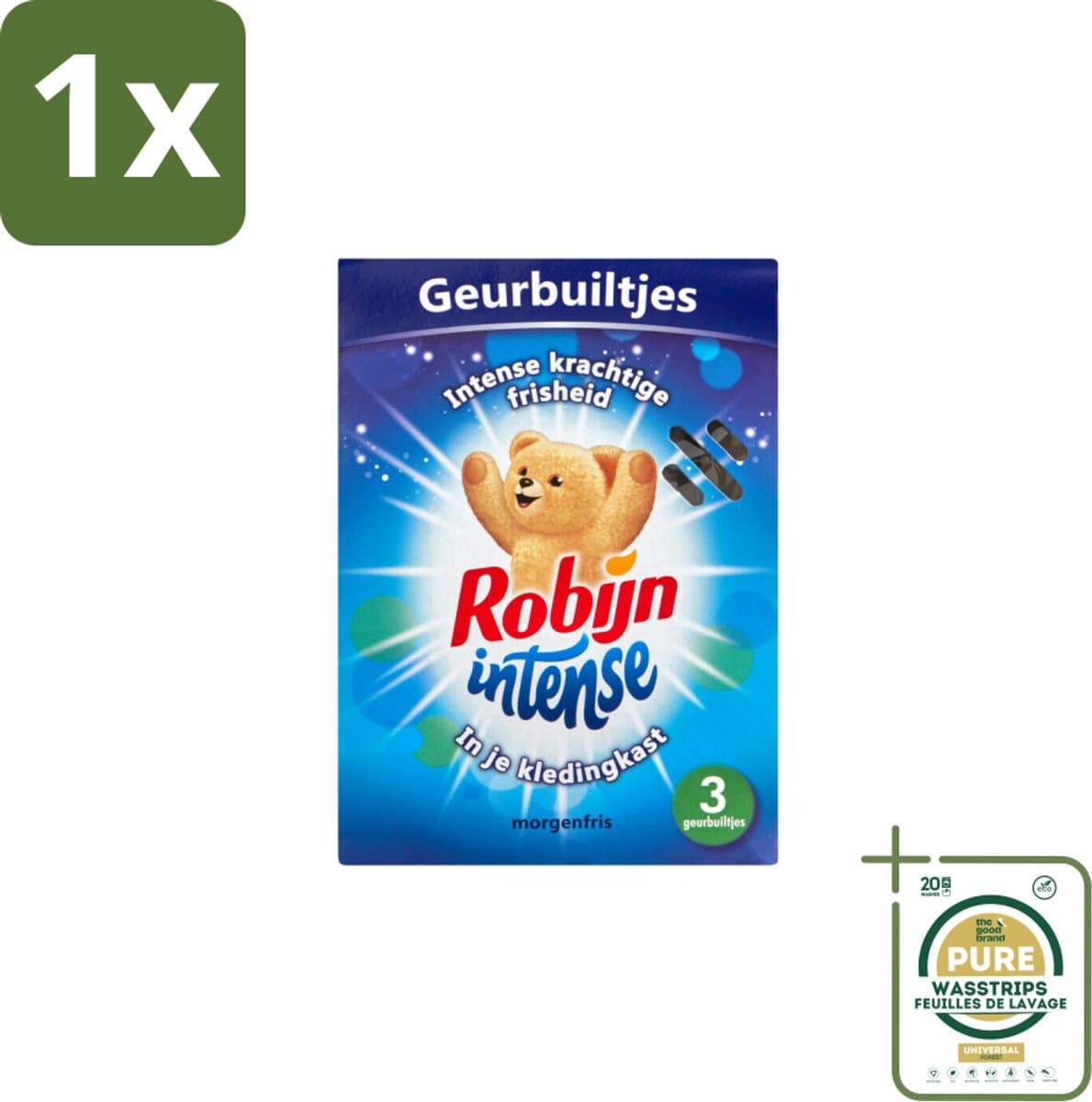 1 x Robijn Geurbuiltjes Intense 3 stuks per verpakking- Geur In Kast - Kledingkast - Frisheid Kleding - Langdurige Geur - Geurbuiltjes — afbeelding 1