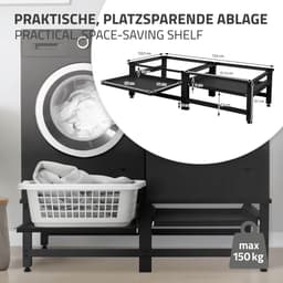 Wasmachine-onderkast, dubbel, 127 x 54,5 x 37 cm, met uittrekbaar legplankje, in het zwart ML-Design — thumbnail 2