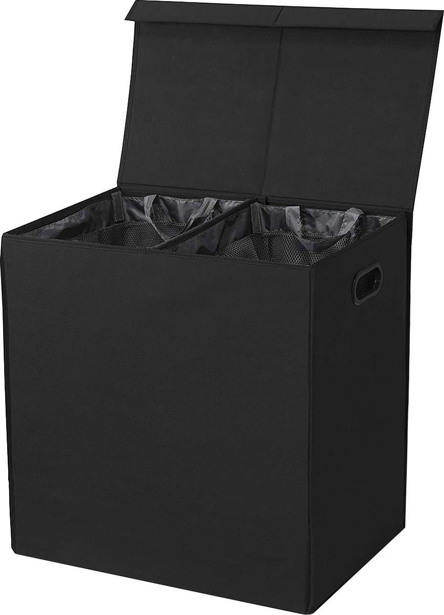 Basic wasmand - Opvouwbaar - 2 compartimenten - 120 liter - Zwart — afbeelding 1