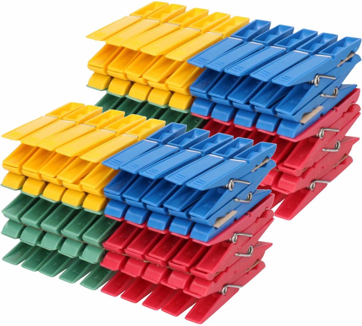 Wasknijpers set - 100 stuks - gekleurd - kunststof - 7 cm - was ophangen - Wasgoedknijpers — afbeelding 1