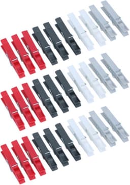 Wasknijper ophangmandje set - inclusief 54 knijpers - kunststof - D18 cm - ophanghaak — thumbnail 2
