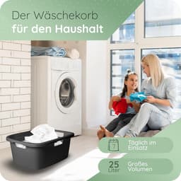 Novaliv wastobbe met 3 handgrepen 25L antraciet, wasboxset wasemmer wascontainer voor badkamerwas vuile was, wastobbes wasmand opbergruimte wasmand wasmand verzamelbox — thumbnail 3