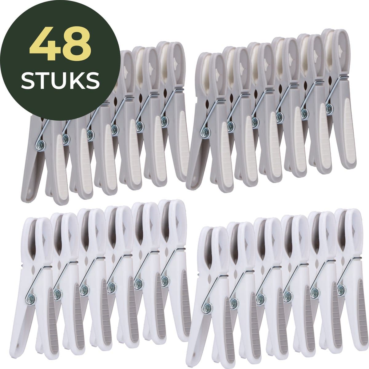 Gandria Wasknijpers 48 Stuks - Kunststof Wasknijpers - Set van 48 Plastic Knijpers - Wasrek Knijpers 10 Kg - Grijs/Wit en Wit/Grijs — afbeelding 1