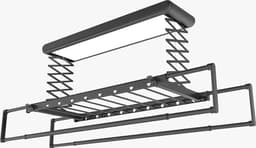 Verstelbaar Plafond Kleding Droogrek met Afstandsbediening en LED Verlichting — thumbnail 1
