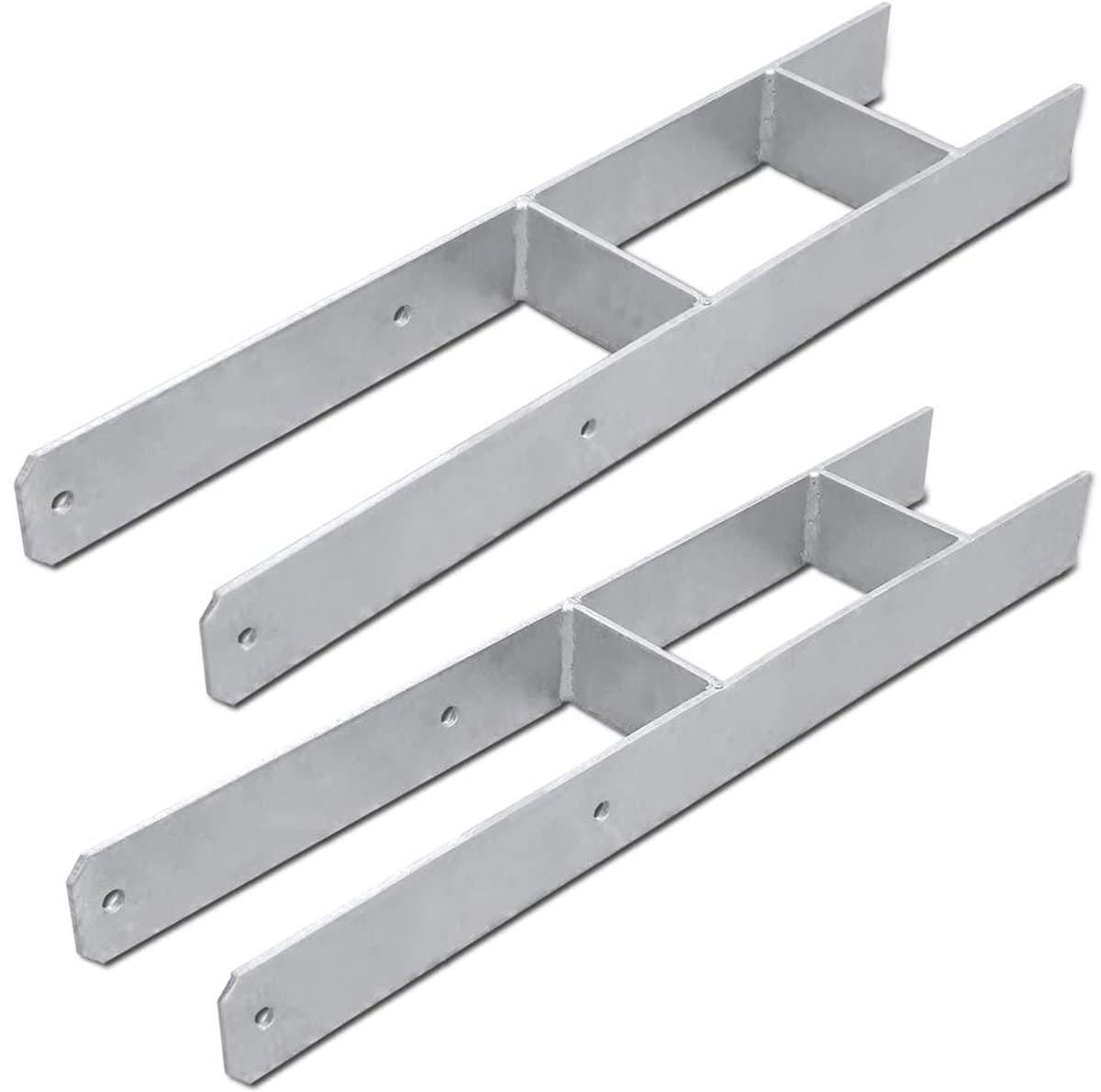 H-paaldragers 2 stuks - Paalankers H-anker - Houtconstructies Verankeren - Verdiept in Beton - 600 mm Lengte 5 mm Dikte — afbeelding 1