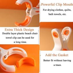 Dailygoods- Wasknijpers Groot - Winddichte Handdoekclips - 6 Stuks - Antislip - Geschikt voor Strandstoel - PP-Materiaal - 10,6 x 6 cm - Handdoekclip — thumbnail 4