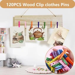 Mini Houten Knijpers - Decoratieve Klemmen - Foto's Ophangen - Natuurlijk Hout - 120 Stuks - Kleurrijk — thumbnail 3