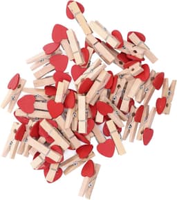 Hart houten wasknijpers rood hart ontwerp houten clips, 50 stuks, mini decoratieve wasknijpers voor doe-het-zelf maken, feestrekwisieten, fotoclipslogmateriaal, 6,5 cm — thumbnail 4