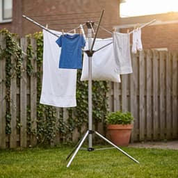 Cheqo® Droogrek Inklapbaar - Droogmolen Staand - Wasrek met Statief - Wasdroogrek Opvouwbaar - 3 Armen - Voor Camping - Voor Binnen en Buiten - Met Voet - Ruimtebesparend - Voor Balkon - Draaibaar - Mobiel - Droogparasol - Kledingdroger — thumbnail 4