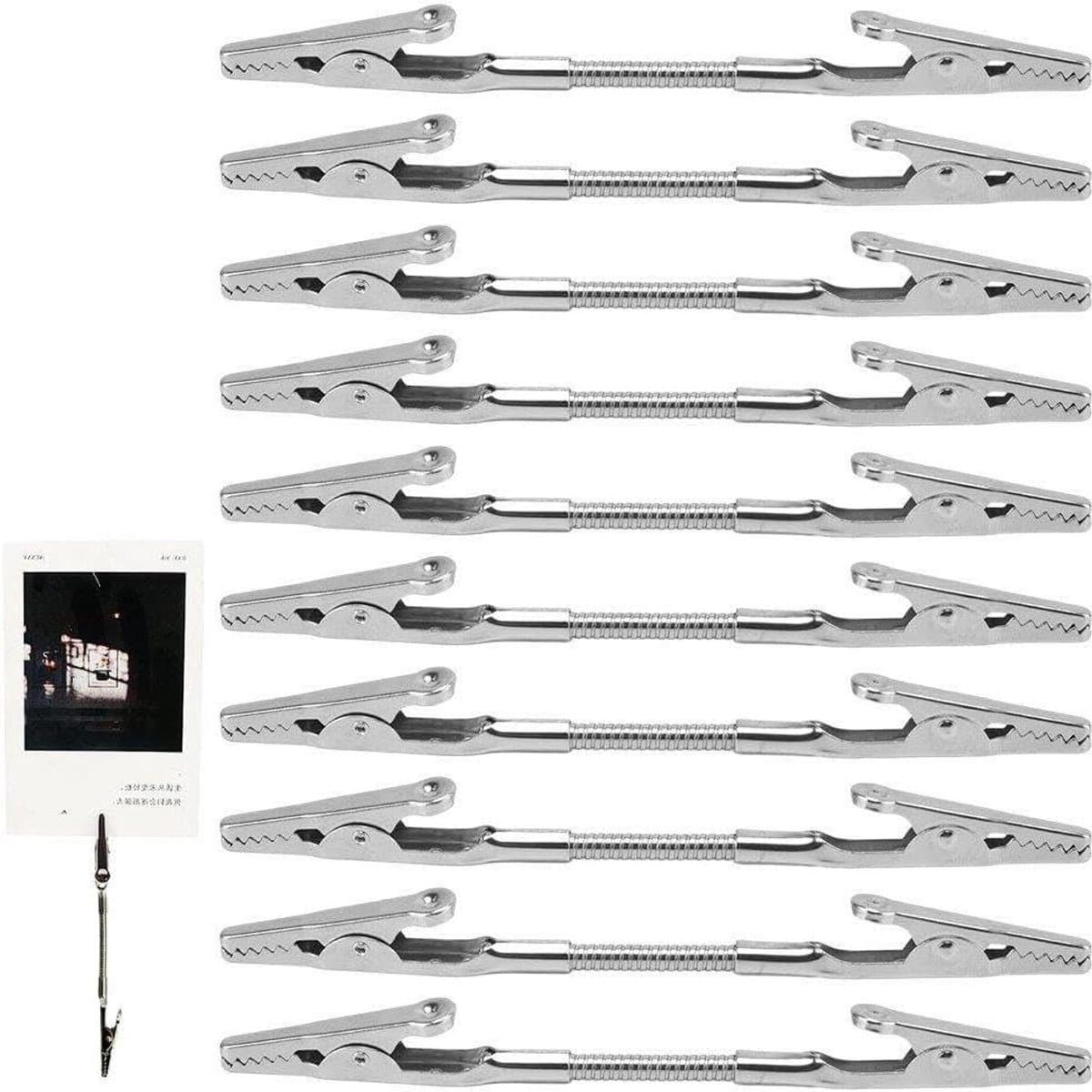 Dubbele Alligator Clip - Foto Houder - DIY Knutselen - Metalen Draad Clips - 13 cm - Zilver — afbeelding 1