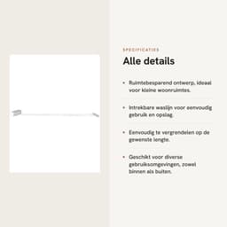 Dailygoods- Droogrek Ruimtebesparend - Intrekbare Waslijn - Uitschuifbaar tot 3,2 m - 4/5 Draad - Voor Binnen/Buiten - Max. 8 kg belastbaar — thumbnail 4