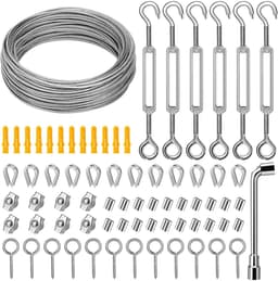 Kabelset Met Staaldraad - 35m/2mm Roestvrijstalen Kabel - M4 Spanschroeven - Tuindraad Voor Het Vastzetten Van Klimplanten, Druivenranken, Klimrek Of Tent — thumbnail 1