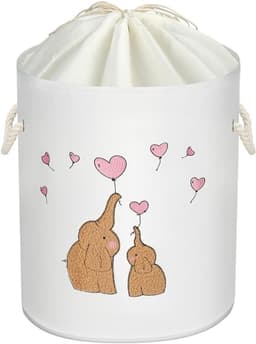 Vouwbare Ronde Baby Wasmand van Katoen met Handvat - Opbergmand voor Speelgoed en Kleding voor Kinderen, Jongens en Meisjes, Ideaal voor Kinderkamer en Speelruimte — thumbnail 1