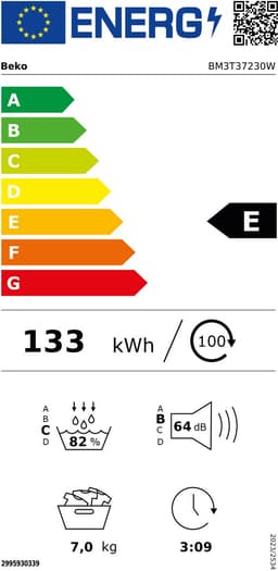 Beko BM3T37230W wasdroger Vrijstaand Voorlader 7 kg Wit — thumbnail 2
