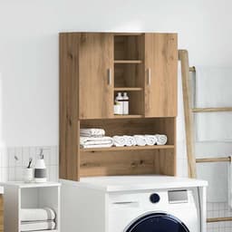Wasmachinekast - Opbergkast Badkamer - Ruimte Optimaliseren - Vochtbestendig Materiaal - 70.5 x 90 cm - Eiken — thumbnail 2