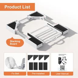 Wasstapel Frame - Droger Wasmachine - Ruimte Besparen - Uitschuifbaar Rek - 46-72 cm - Grijs — thumbnail 3