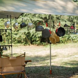 VVGoods - Reiswaslijn met haken voor camping, badkamer, bijkeuken en tuin 5 m - Handige accessoires voor het ophangen van campinguitrusting (zwart) — thumbnail 2