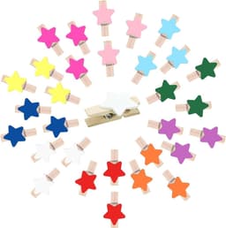 Houten Knijpers - Stervorm Clips - Foto's Ophangen - Kleurrijk Decoratief - 100 Stuks - Multicolor — thumbnail 1