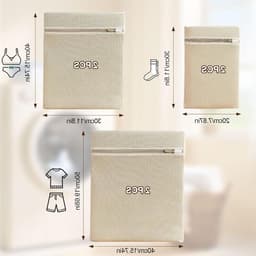 SnelShoppen - Set van 6 Premium Katoenen Waszakken met Rits Zonder Microplastic, Wasnet, Waszak voor Wasmachine, Reisorganisator voor Vuilwas, Eco-vri — thumbnail 4