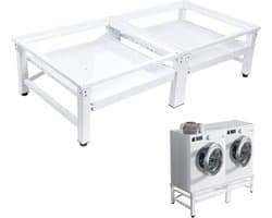 Dubbel Wasmachineonderstel - Verhoging Droger - Apparaten Plaatsen - Uittrekbare Plank - 124 x 58 x 32 cm - Metaal