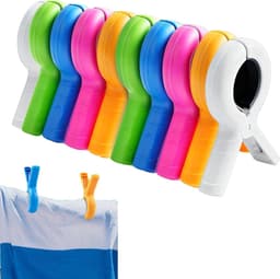 Grote Kledingknijpers van Plastic – 10 Stuks Kleurige Antislip Clips 9.5x7 cm – Sterke Knijpers voor Strandhanddoek, Kleding en Campinggebruik — thumbnail 1