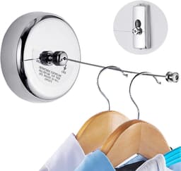 Allecto - Uittrekbare Waslijn - Rvs en Nylon - Voor Binnen en Buiten - Zilver - 2.8 Meter - Ruimtebesparend - Multifunctioneel — thumbnail 3
