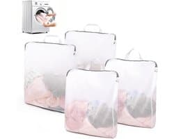 Set van 4 Wasnetten voor de Wasmachine, Herbruikbare Waszakken met Handvat, Delicate Was en Hangende Was, 50 x 60 cm, Ideaal voor Kleding en Ondergoed
