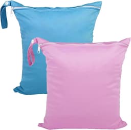 Waterdichte Tas voor Vuile Kleding, Herbruikbare Waszak voor Sport, Zwemmen en Vakantie, 28 x 30 cm, 2-Pack (Blauw & Roze) — thumbnail 1