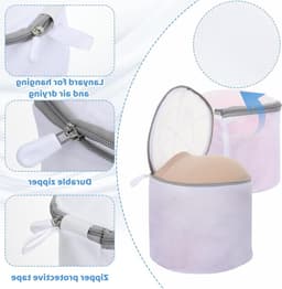 Set van 2 wasnetten voor lingerie, ronde waszakken met rits voor bh's, sokken en ondergoed, ideaal voor reizen en wasmachinegebruik — thumbnail 2