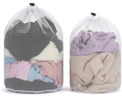 Wasnetten set van 2, herbruikbare waszakken met koordstopper voor delicate kleding, ideaal voor ondergoed, babykleding en sokken (30 x 40 cm, 40 x 50 cm)