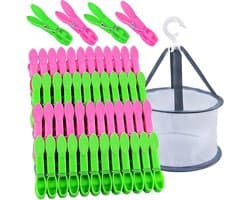 48 Stuks Winddichte Kleurige Kledingknijpers van Plastic voor Waslijnen, Kleding en Sokken