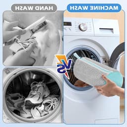 Schoenwaszakken voor de wasmachine, 2 stuks, ideaal voor sneakers en sportschoenen, 360° reiniging, wasnet voor schoenen (grijs, 39 x 19 cm) — thumbnail 3