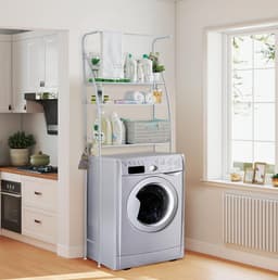 Drie-laags Wasmachine Rek Zonder Boren - Stabiele Metalen Opbergplank voor Badkamer — thumbnail 1