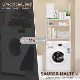 Drie-laags Wasmachine Rek Zonder Boren - Stabiele Metalen Opbergplank voor Badkamer — thumbnail 5