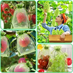 Fruitnet zakken 30 stuks met trekkoord - Organza tulezakken voor druiven en groenten - Bescherming tegen fruitvliegjes, wespen en vogels - 17 x 23 cm - Groen — thumbnail 5