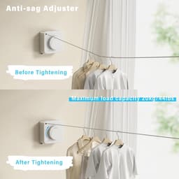 Uitschuifbare Waslijn - Intrekbare Kledinglijn - Ruimte Besparen - Niet Doorhangend Design - 51 Meter Kabel - Wit — thumbnail 5